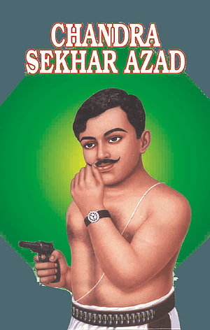 Chandra Shekhar Azad Portrait Illustration with Pistol and Green Background HD phone wallpaper