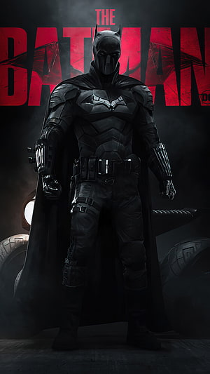 The Batman 2022 Concept Art: Dark Armored Suit and Batmobile in Smoky Garage, The Batman Movie 2022 Art PC, batman 2022 concept art HD phone wallpaper