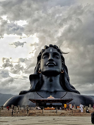 Adiyogi Shiva Statue at Isha Yoga Center Ooty Under Dramatic Cloudy Sky HD phone wallpaper