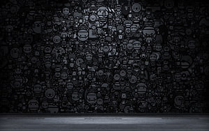 Dark Monochrome Cartoon Character Pattern Wallpaper HD wallpaper