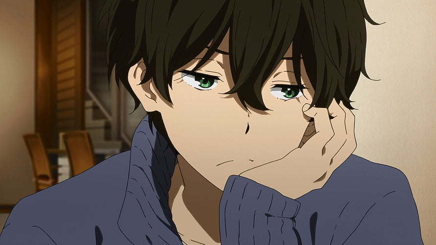Houtarou Oreki from Hyouka in a Contemplative Close-Up Anime Scene HD wallpaper