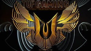 ASUS TUF Gaming Golden Winged Emblem on Black Background HD wallpaper