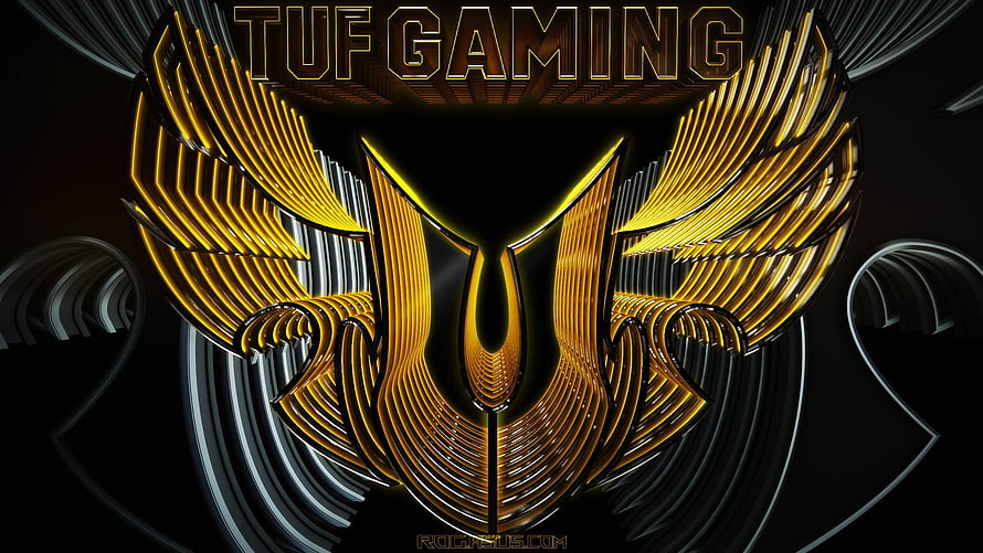 ASUS TUF Gaming Golden Winged Emblem on Black Background HD wallpaper