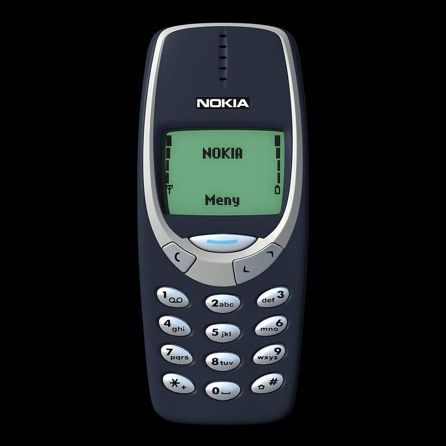 Classic Nokia 3310 Mobile Phone with Green Monochrome Display and Silver Keypad HD phone wallpaper