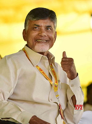 N. Chandrababu Naidu Giving a Thumbs Up at a Political Event HD phone wallpaper