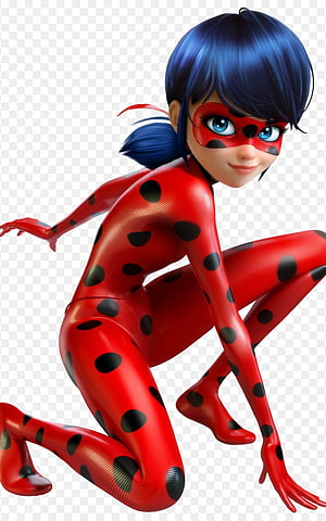 Ladybug in Red Spotted Suit Crouching Action Pose on Transparent Background HD phone wallpaper
