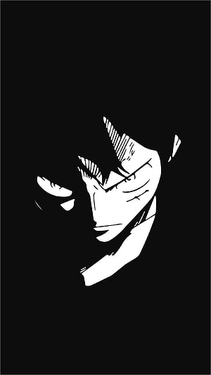 One Piece Luffy Black and White Minimalist Anime Portrait Wallpaper HD phone wallpaper