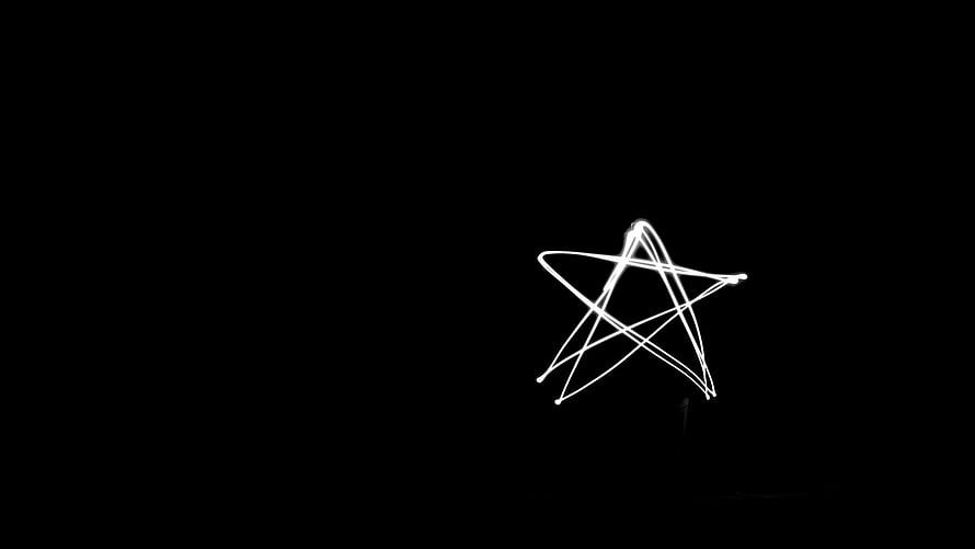 Minimalist White Star Line Drawing on Black Background HD wallpaper