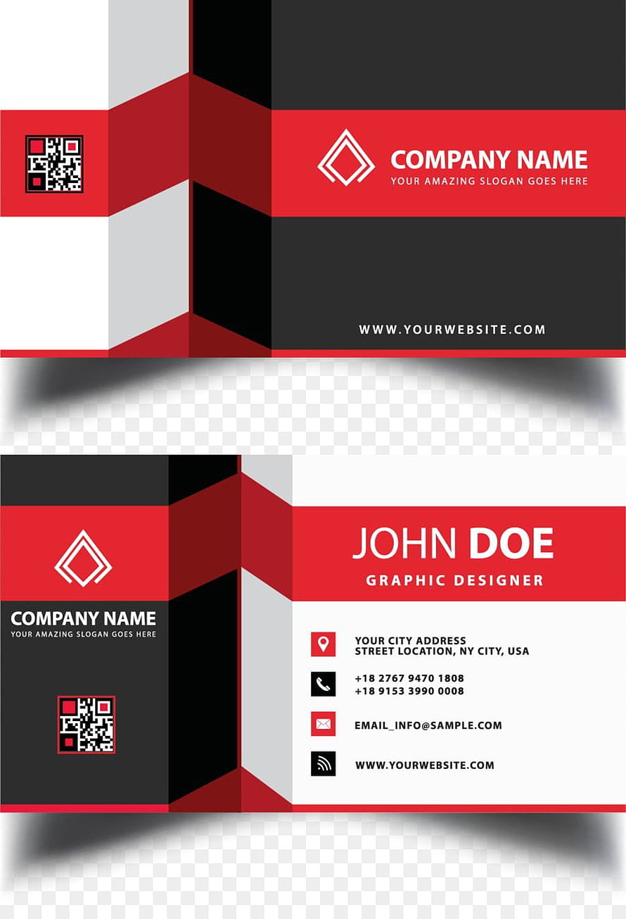 Modern Geometric Business Card Template with Red Black and White Color Scheme HD phone wallpaper
