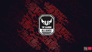 ASUS TUF Gaming Alliance Logo on Dark Red Pixelated Background HD wallpaper