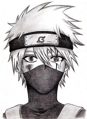 Kakashi Hatake pencil sketch with headband and face mask HD phone wallpaper