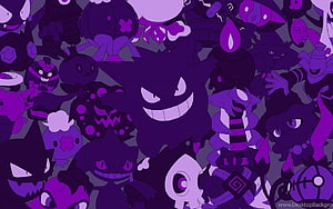 Gengar and Ghost Type Pokemon Collection in Purple and Black HD wallpaper