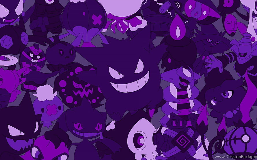 Gengar and Ghost Type Pokemon Collection in Purple and Black HD wallpaper