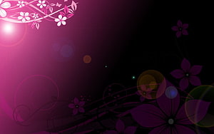 Elegant Pink Floral Abstract Background with Dark Gradient and Lens Flare Effects HD wallpaper