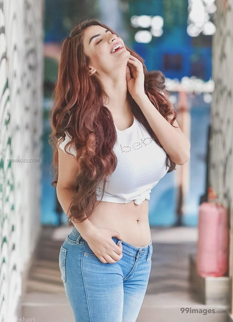 Happy Woman Laughing with Head Tilted Back in White Crop Top and Jeans, ✅[10 Anveshi Jain Latest Hot hoot /, #anveshi HD phone wallpaper