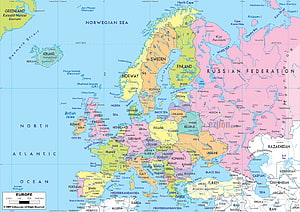 Detailed Political Map of Europe Showing Countries, Capitals, and Major Cities HD wallpaper