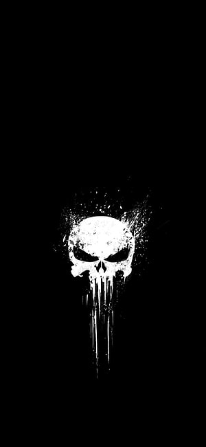 Grim White Skull with Dripping Ink Effect on Pure Black Background HD phone wallpaper