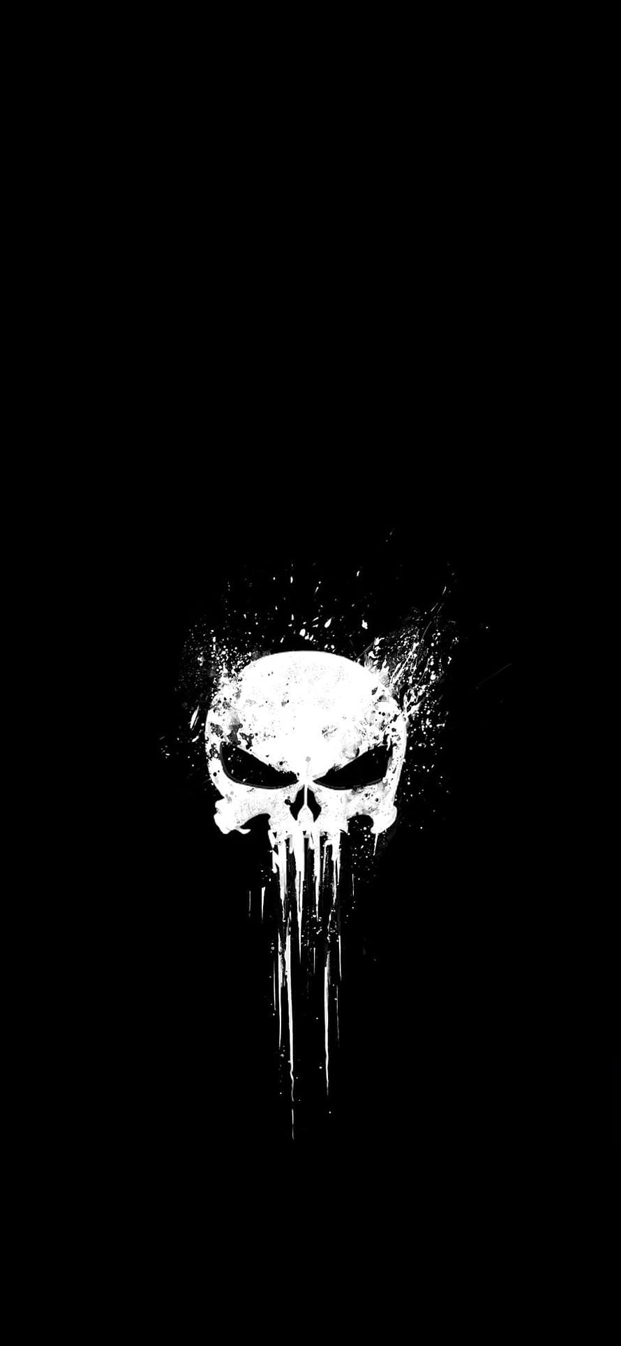 Grim White Skull with Dripping Ink Effect on Pure Black Background HD phone wallpaper