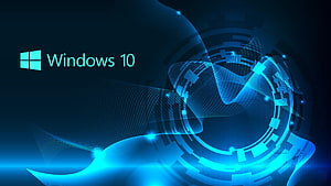 Windows 10 Abstract Blue Technology Wallpaper With Digital Waves And Circuit Patterns HD wallpaper