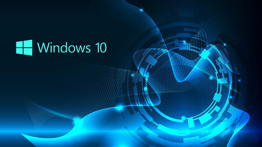 Windows 10 Abstract Blue Technology Wallpaper With Digital Waves And Circuit Patterns HD wallpaper