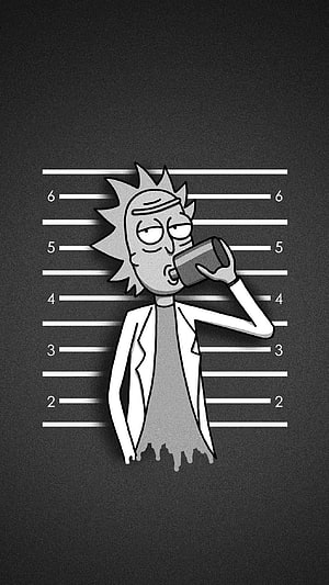 Rick Sanchez Mugshot Illustration in Black and White Style HD phone wallpaper
