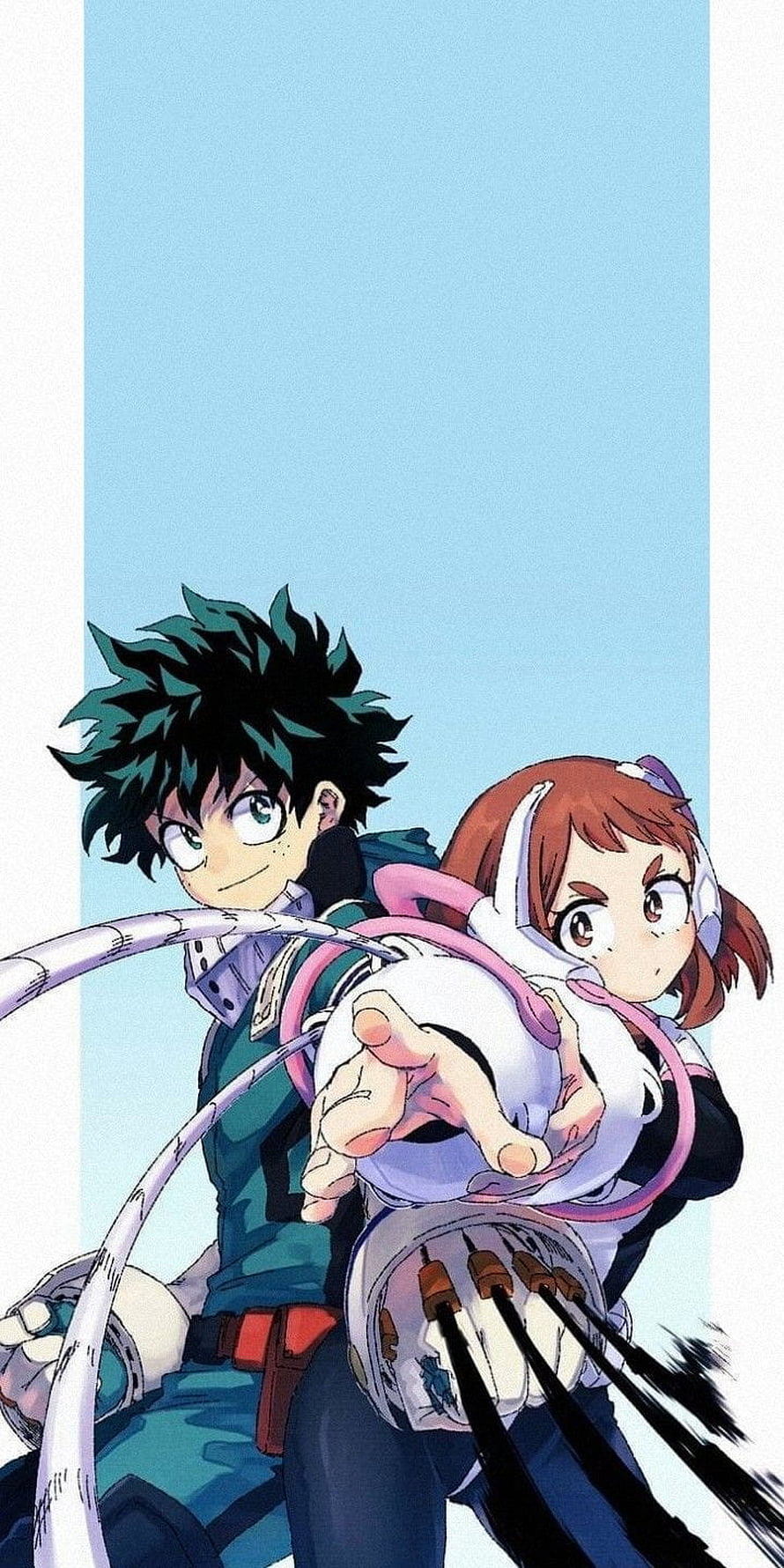 My Hero Academia Deku and Uraraka Action Pose Anime Wallpaper HD phone wallpaper