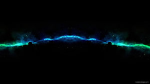 Vibrant Blue and Green Aurora Borealis Over Dark Mountain Silhouettes HD wallpaper