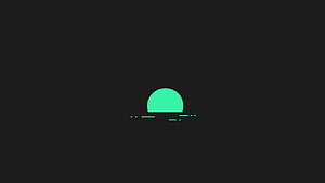 Minimalist Green Sun Horizon Abstract Digital Art Wallpaper HD wallpaper