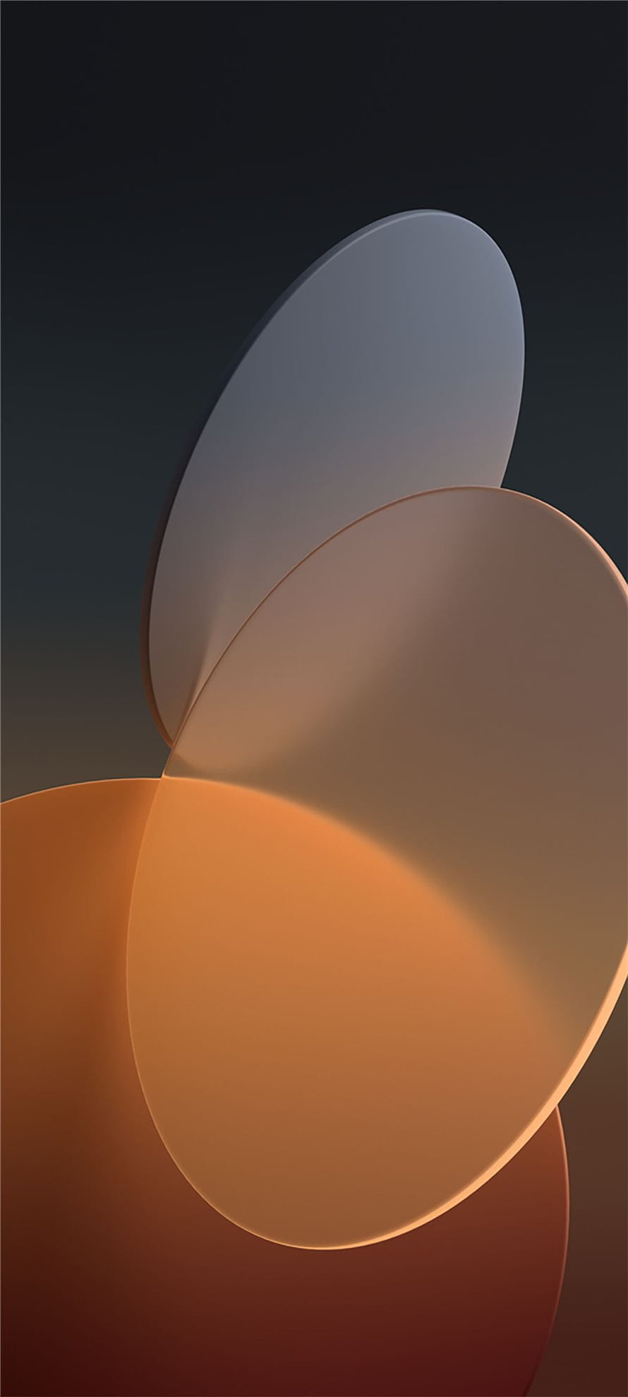 Abstract 3D Render of Overlapping Smooth Curved Shapes in Warm Orange and Cool Grey Tones HD phone wallpaper