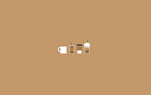 Minimalist Coffee Cup Icons On Brown Background HD wallpaper
