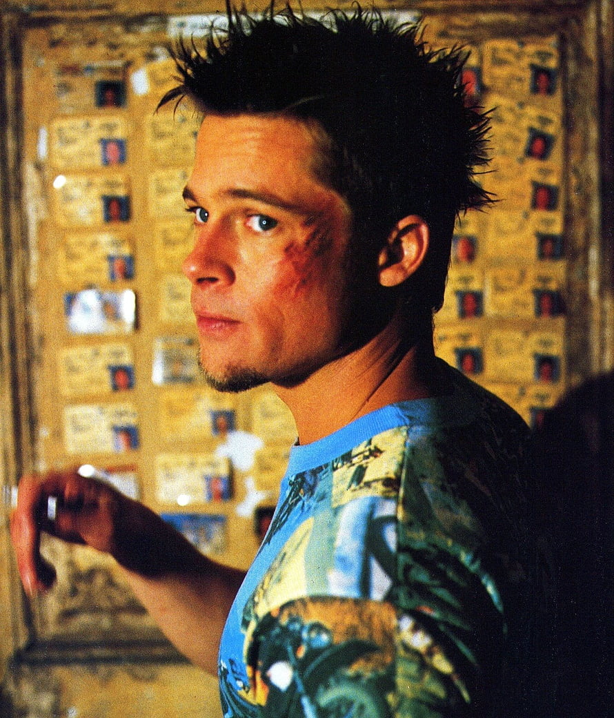 Brad Pitt as Tyler Durden in Fight Club with spiky hair and facial bruise HD phone wallpaper