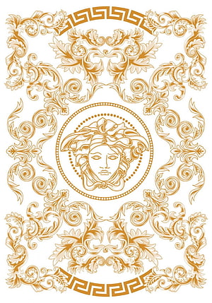 Versace Medusa Head Logo with Gold Baroque Ornament and Greek Key Pattern HD phone wallpaper