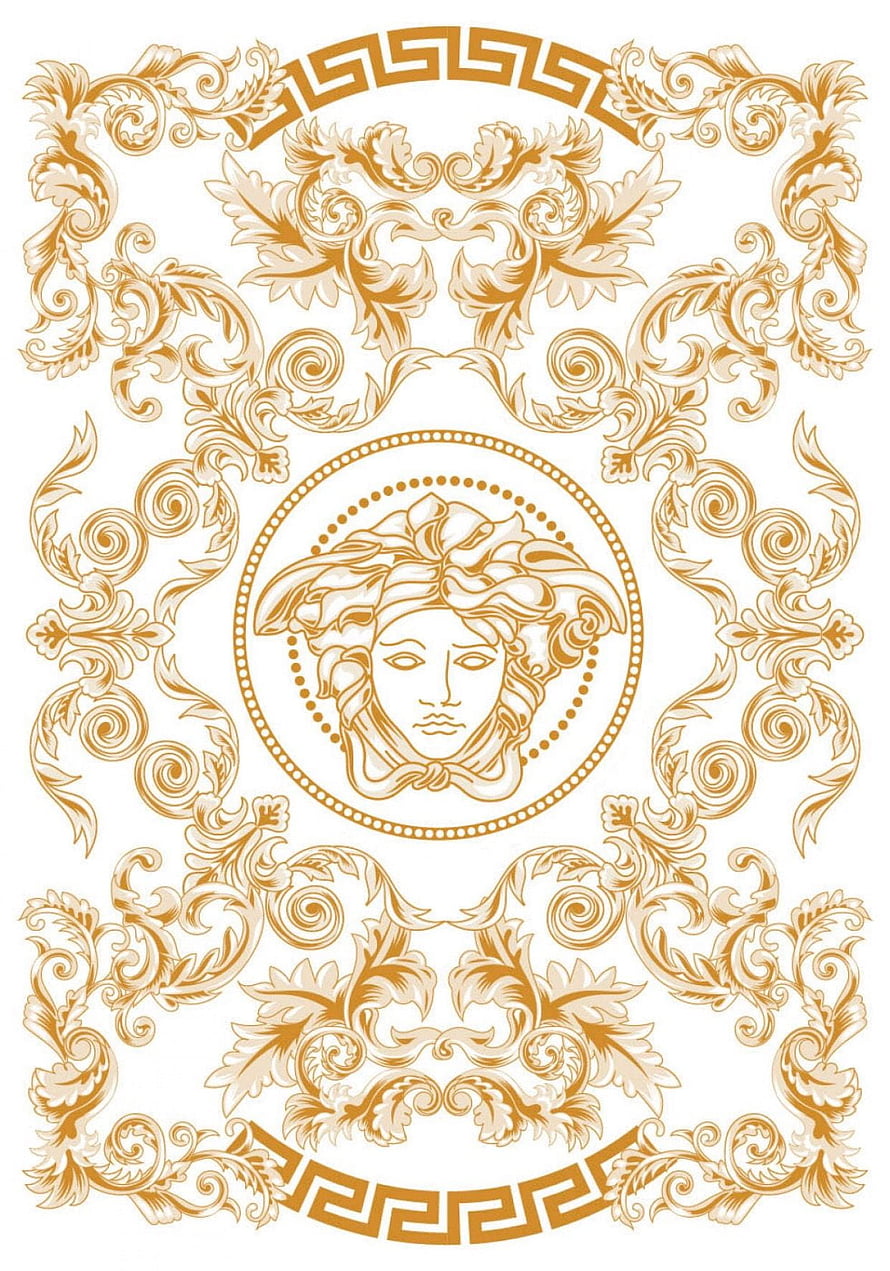 Versace Medusa Head Logo with Gold Baroque Ornament and Greek Key Pattern HD phone wallpaper