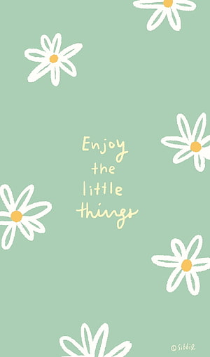 Enjoy The Little Things Daisies Green Background HD phone wallpaper