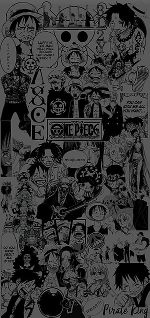 One Piece Straw Hat Pirates Manga Artwork Collage Wallpaper, One Piece Manga, dark one piece HD phone wallpaper