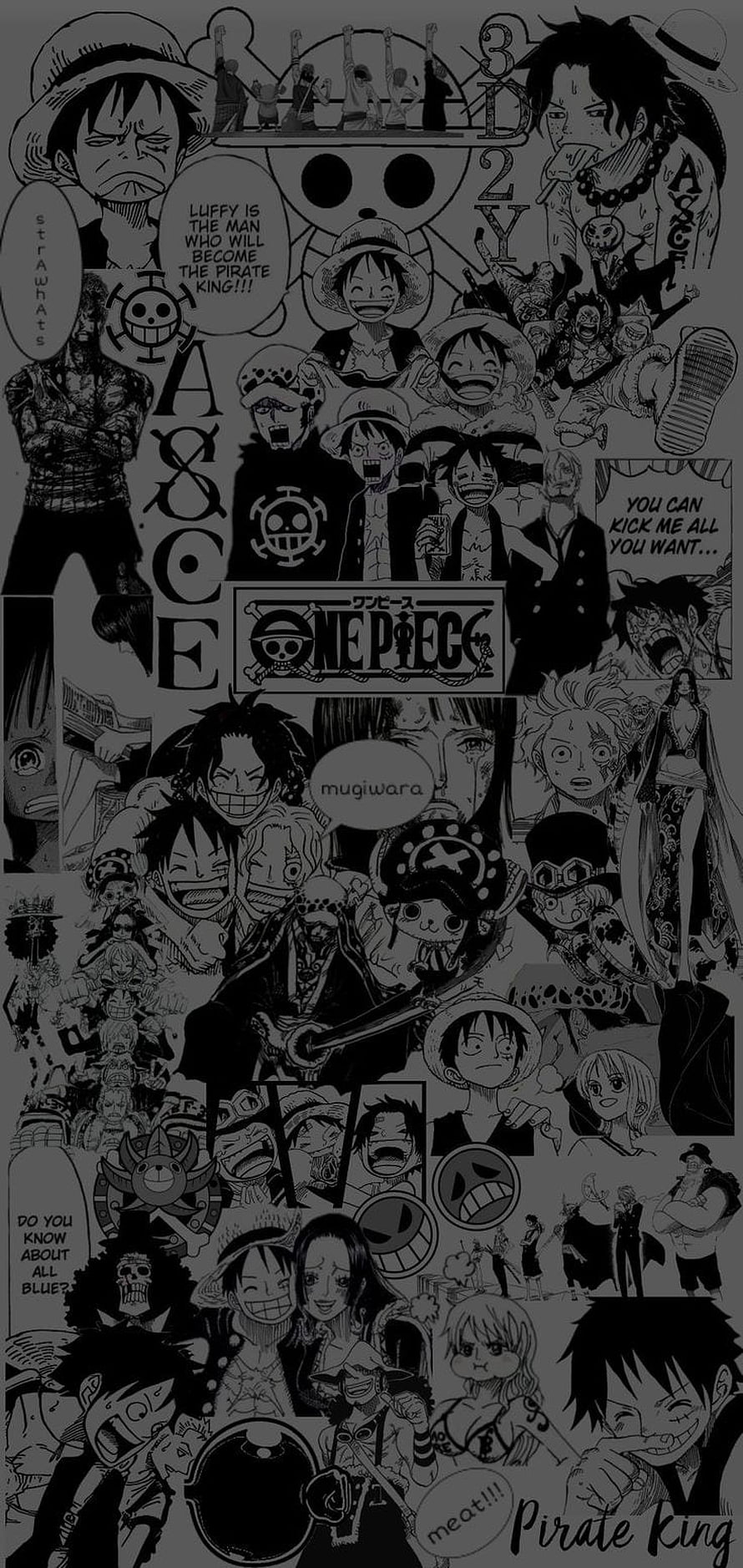 One Piece Straw Hat Pirates Manga Artwork Collage Wallpaper, One Piece Manga, dark one piece HD phone wallpaper