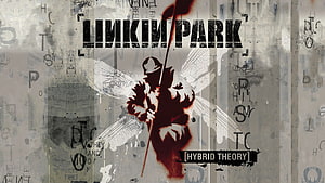 Linkin Park Hybrid Theory Album Artwork with Angelic Figure and Grunge Typography HD wallpaper