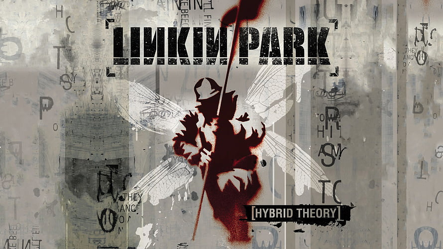 Linkin Park Hybrid Theory Album Artwork with Angelic Figure and Grunge Typography HD wallpaper