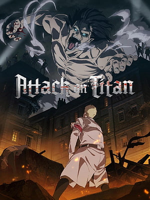 Attack on Titan Season 4 Poster Featuring Colossal Titan and Eren Yeager HD phone wallpaper