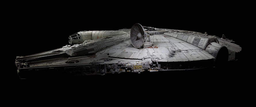 Millennium Falcon Starship in Deep Space with Weathered Hull and Cockpit Details HD wallpaper