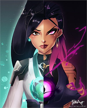 Valorant Sage and Reyna Dual Nature Fan Art Portrait HD phone wallpaper