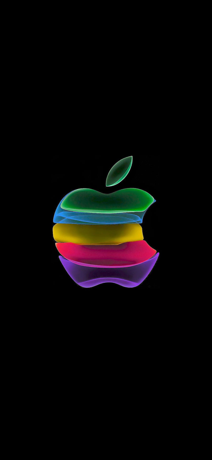 Colorful Layered Apple Logo on Black Background HD phone wallpaper