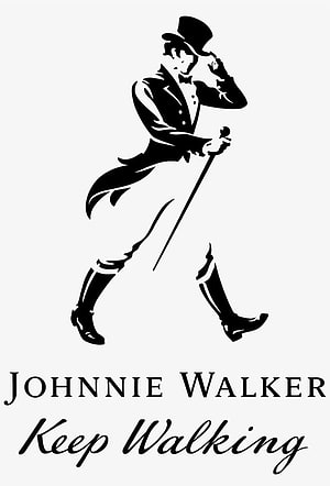 Johnnie Walker Striding Man Logo with Keep Walking Tagline on White Background, Johnnie Walker Launches Johnnieweekend Creators Lab, johnnie walker logo HD phone wallpaper