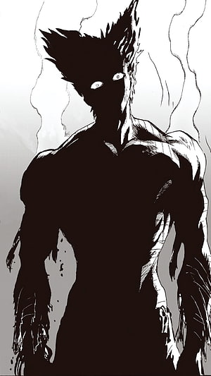 Dark Shadowy Figure with Glowing Eyes Manga Style Illustration, Garou from, garou one punch man HD phone wallpaper