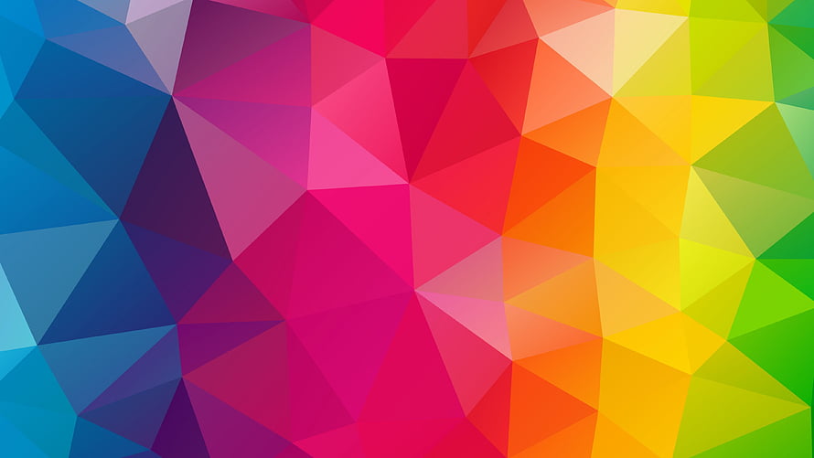 Vibrant Low Poly Geometric Triangle Pattern with Rainbow Color Gradient HD wallpaper