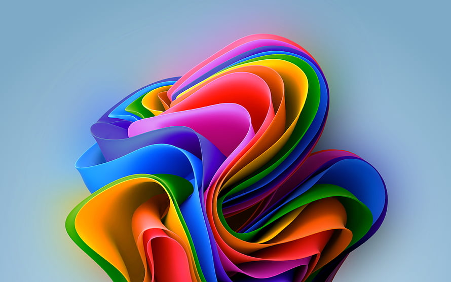 Vibrant Rainbow Abstract 3D Flowing Ribbons Wallpaper HD wallpaper