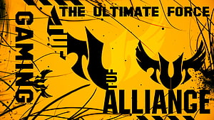 Asus TUF Gaming Alliance Graphic with Bold Black Typography on Vibrant Yellow Background HD wallpaper