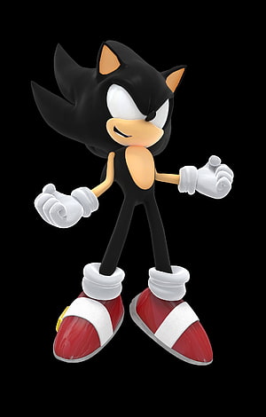 Dark Super Sonic 3D Render on Black Background HD phone wallpaper