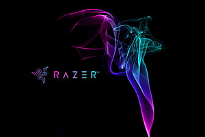 Razer Logo with Neon Smoke Effect on Black Background HD wallpaper