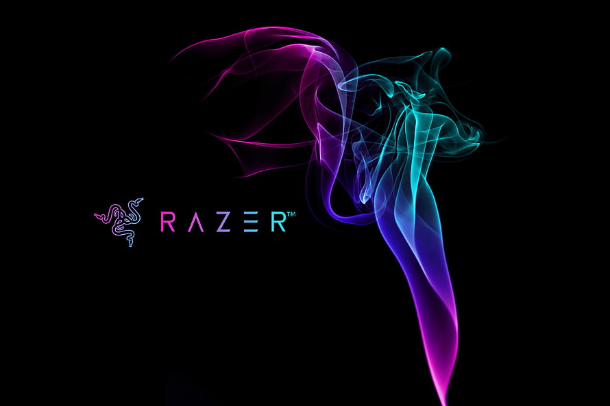 Razer Logo with Neon Smoke Effect on Black Background HD wallpaper